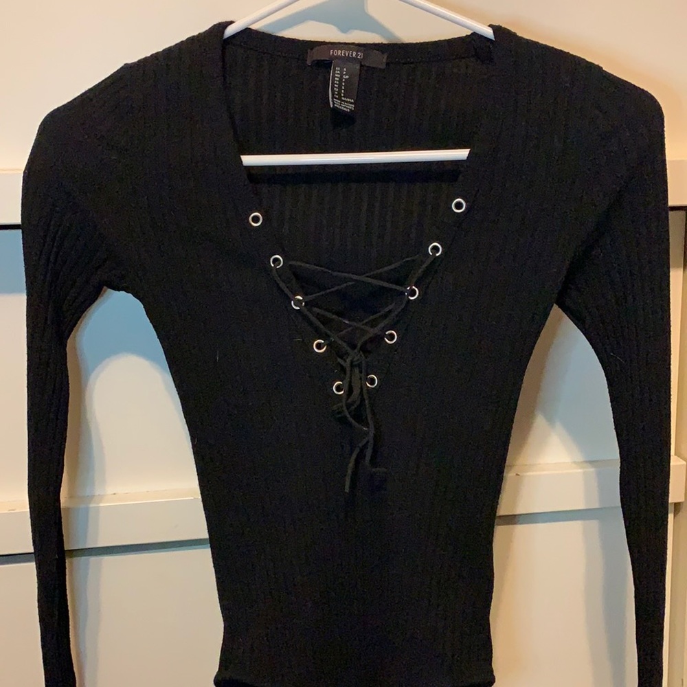 Black ribbed bodysuit